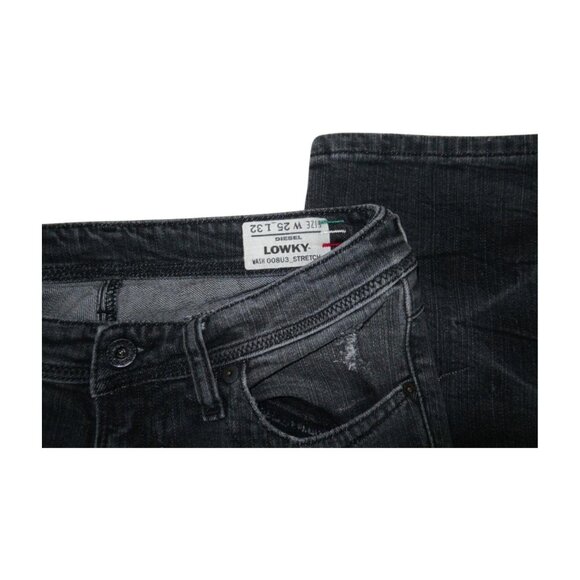 Rare Diesel Distressed Black Faded Jeans w. Chain Embellishments - Picture 3 of 9